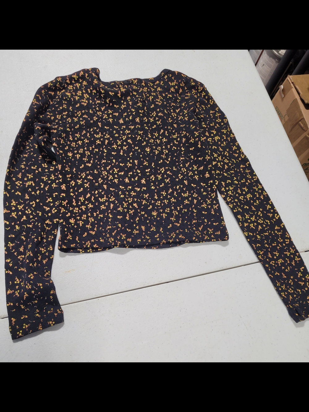 Ever After Kids' Black Floral Henley Long Sleeve Top - Picture 3 of 3